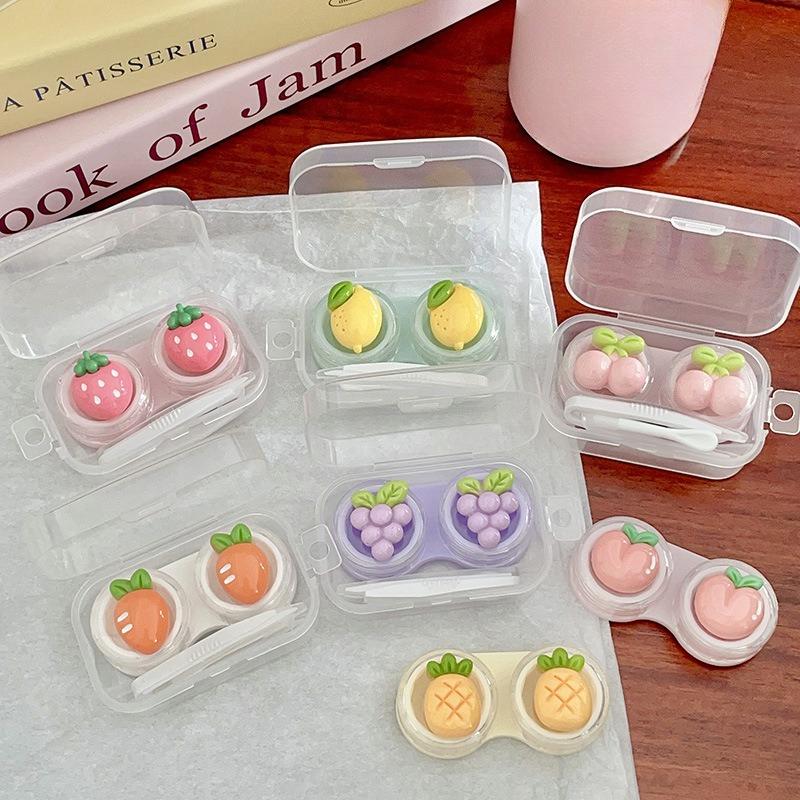Cute Fruit Contact Lens Case Portable Mini Travel Lady Holder Storage Eye Care Container Contact Lenses Storage Box