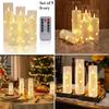 Flameless LED Electronic Candle Set with Embedded Star String and Timer Remote Control Flickering LED Pillar Tealight Home Decor