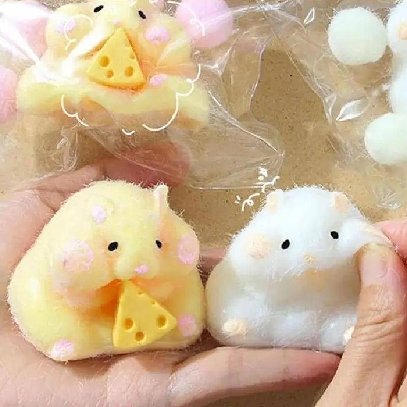 Giocattolo Morbido Hamster Fatto a Mano – Silicone Morbido Mochi Antistress Fidget, Carino Giocattolo da Spremere Stile Peluche per Gioco Rilassante