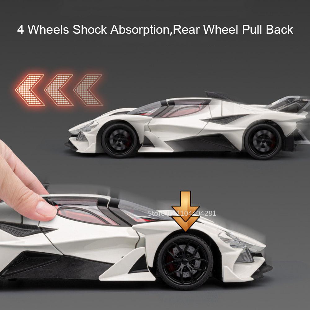 1:18 Scale Apollo Evo Lambor Lp770 Alloy Sports Car Diecast Toys Model Ornament Music Light Pull Back Vehice Child Birthday Gift