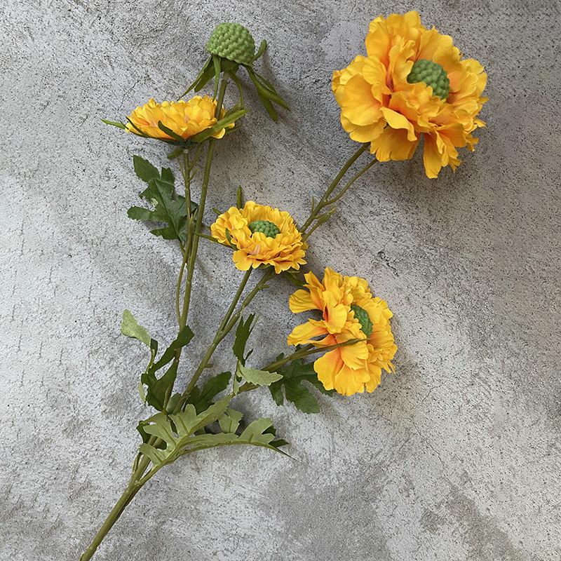 Sweet Scabious Artificial Flower Vase Arrangement For Wedding Decor And Indoor Use