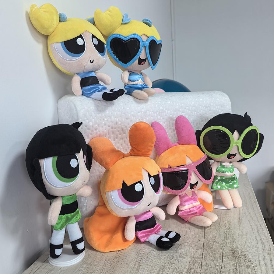 Powerpuffpinglor Mjukisdjur 23 cm Fluffiga Buttercup Bubblor Blossom Tecknade Dockor Klassisk Strandserie Samlarobjekt Gosedjurskaraktärer