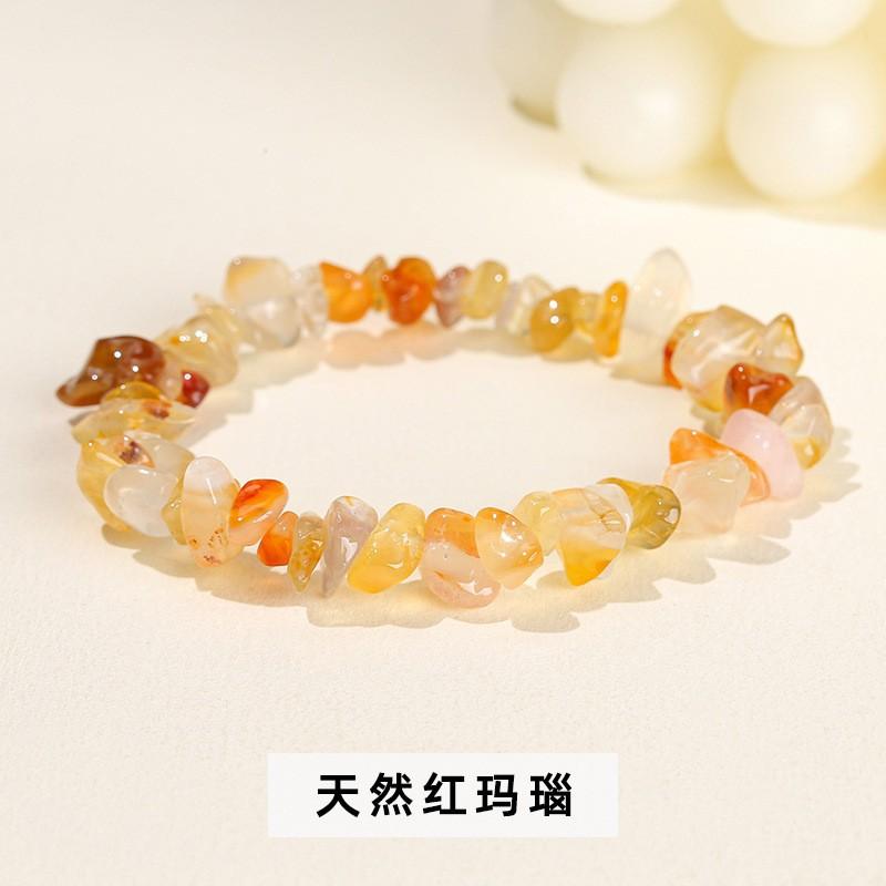 Natural Crystal Agate, Colorful Crushed Stone, Elastic Bracelet, Irregular, European and American Jewelry
