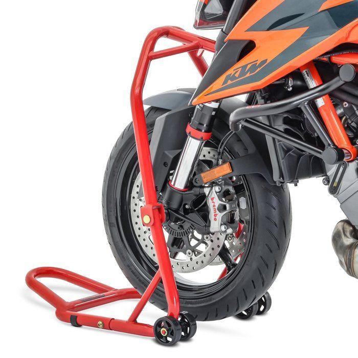 Béquille sous tete fourche Constands Classic 28,5mm leve moto roue avant rouge