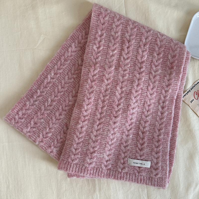 Luochi Women's Japanese Cable Knit Wool Scarf - Winter Warm & Versatile Neck Gaiter for Couples