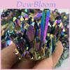 Stunning Natural Quartz Crystal Rainbow Titanium Cluster For Healing And Home Decor