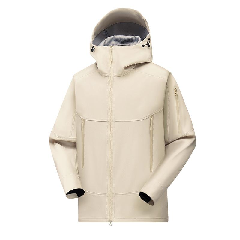 Three-proof outdoor soft shell hooded jacket for couples, new autumn and winter sports waterproof jacket for men and women