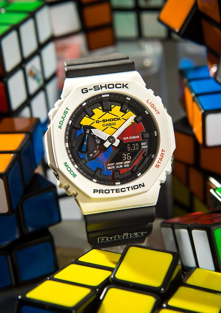Casio Watch with Replacement Box Set Cube Collaboration Black G-Shock Parts, [Rubik's Model] GAE-2100RC-1AJR Men's
