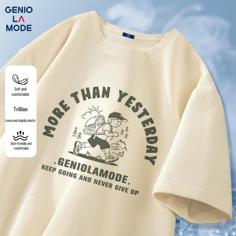 GENIOLAMODE Men s Waffle Short-Sleeve T-Shirt L