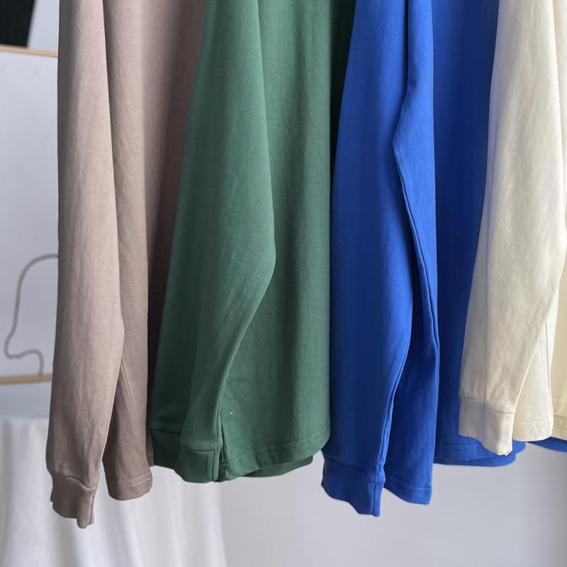 Hirsionsan Tricou cu mânecă lungă, 100% bumbac, cu decolteu în formă de O, pentru femei, tricouri solide, toate se potrivesc