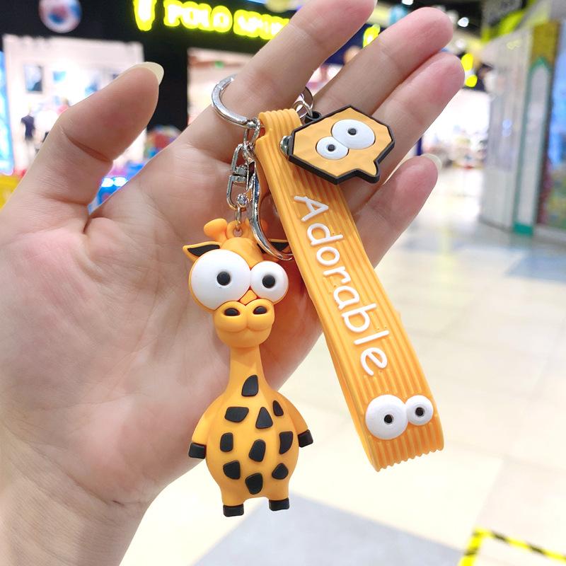 Cartoon Animal Giraffe Keychain Car Key Chain Ring Creative Schoolbag Pendant Pendant Cute Gift Single pack