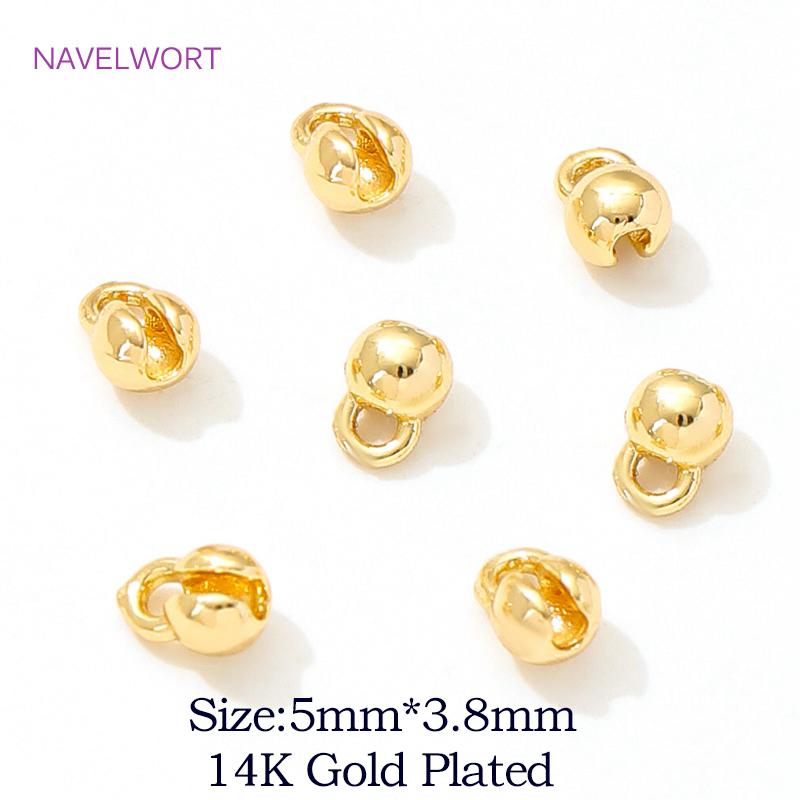 18K Gold Plated Brass Crimp Beads Clamping Beads,End Caps For Jewelry,For DIY Jewelry Making Accessories,Caps For Bracelet