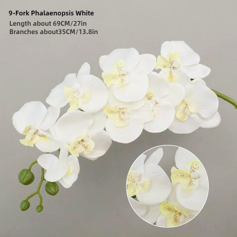 6pcs Realistic Artificial Orchid Stems - Lifelike Butterfly Orchids with Vibrant Green Leaves, Yellow Flowers & Elegant Pottery, Perfect for Home