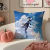 Game Genshin Wanderer Scaramouche Cushion Cover Pillowcase Short Plush Invisible zipper Room Sofa Cushion Cover