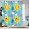 Solar System Shower Curtain With Happy Sun And Planets Blue Bath Decor