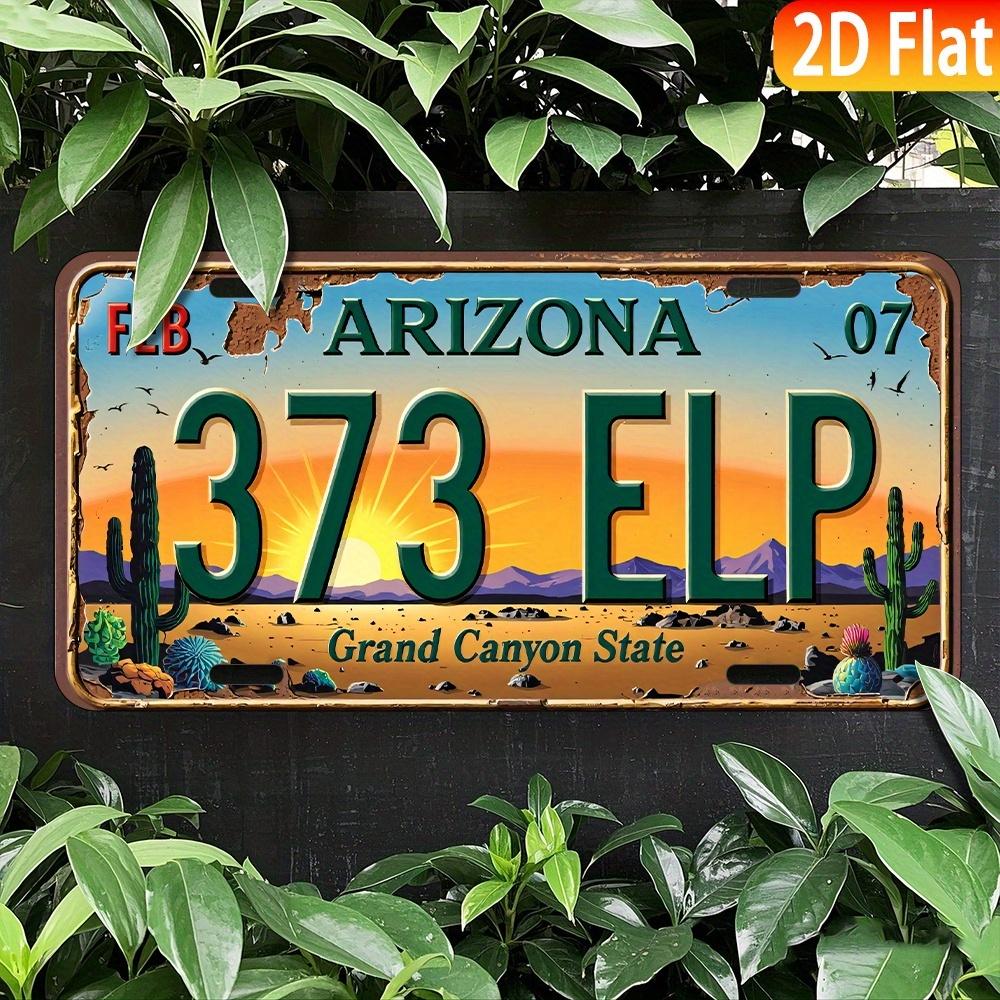 D Flat Pc Vintage Arizona ELP Metal Sign Xcm Aluminum Wall Decor with Grand Canyon Desert Scene Perfect