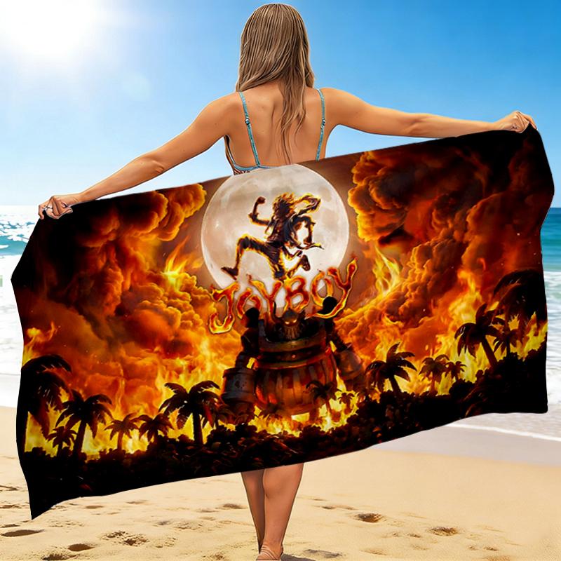 1Pc Dragon Fiery Sky Beach Towel Quick Dry Multiuse For Beach Pool Gym Yoga Home Travel Christmas Halloween Xmas Gift S1748