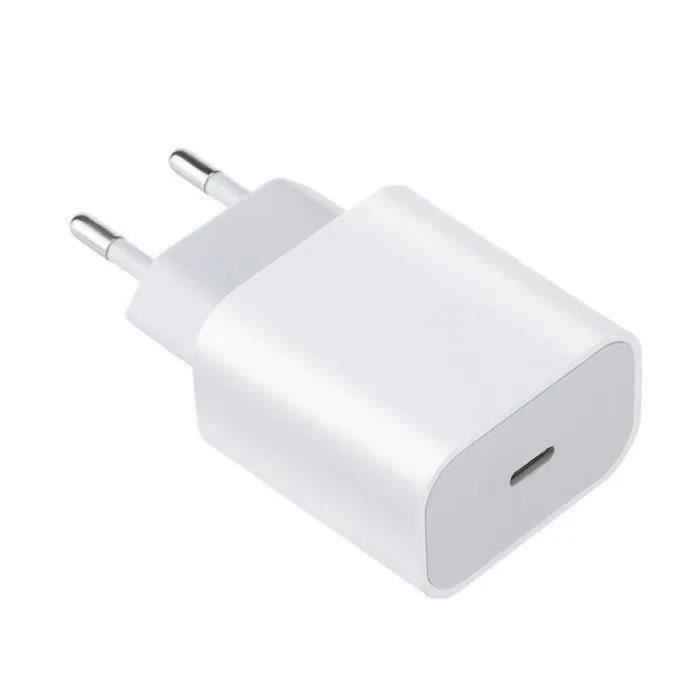 Chargeur Adaptateur 25W Rapide USB-C pour Redmi Note 9 Pro 9S 9T 9 - Blanc