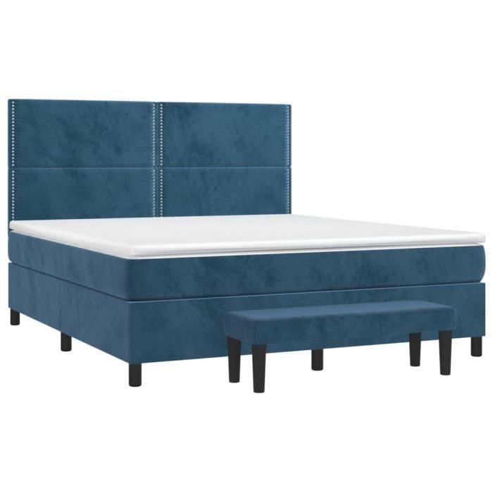 3137801 vidaXL Divan Bed and Mattress Dark Blue 180x200cm Velvet