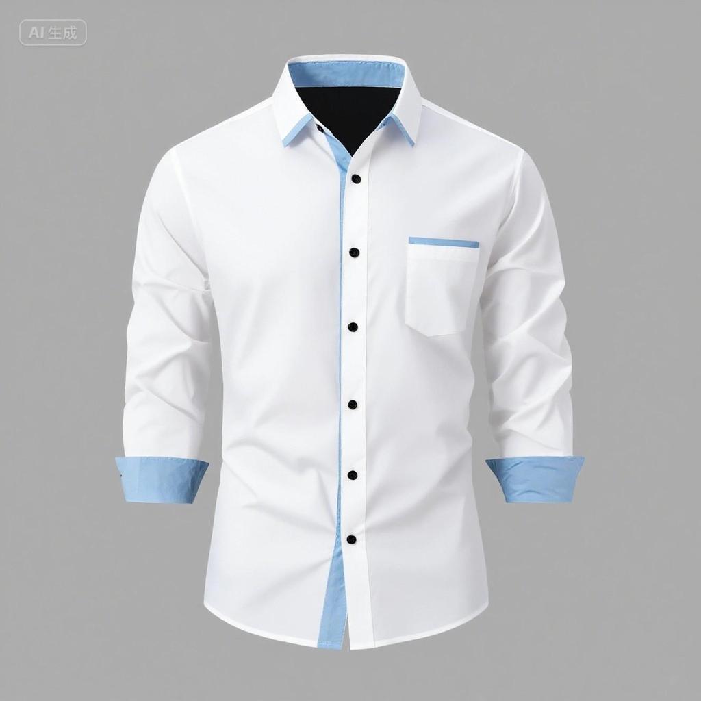 2026 Fashionable Men's Four-Way Stretch Men's Shirt Color Block Business Slim Long Sleeve High-End Shirt