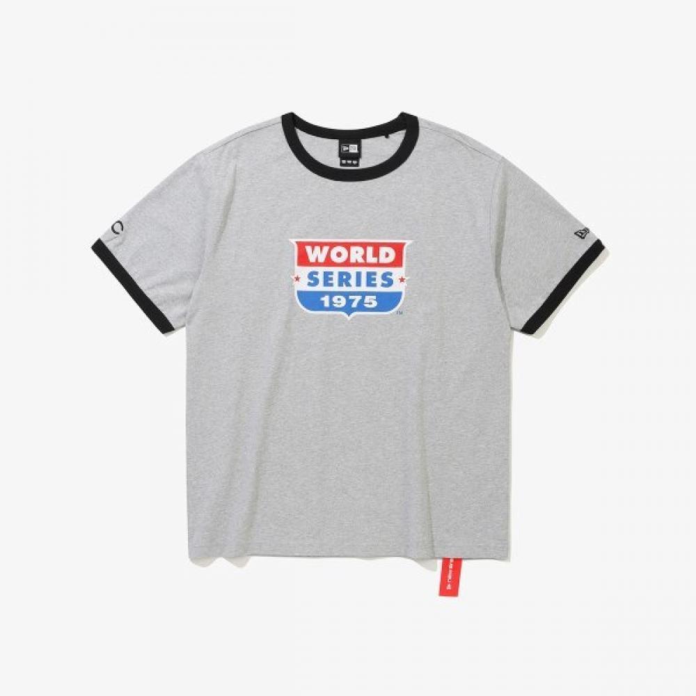 New Era Chicago Cubs World Series Ringer T shirT heaTher Gray 15147507 GREY/L