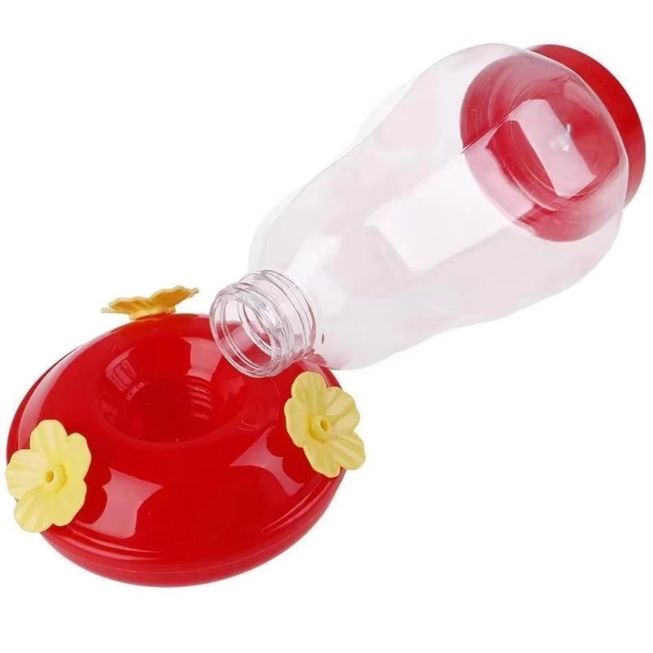 1 Pcs Bird Water Feeder Bottle Hanging Hummingbird Feeder For Outdoor Garden With Plastic Flower And Iron Hook