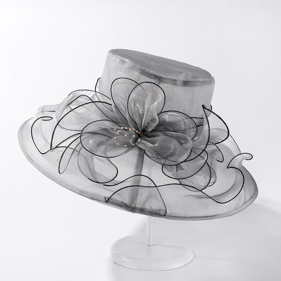 Elegant Women's Organza Sun Hat with Large Flower - European & American Style