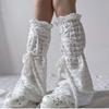 Ballet Dance Leg Warmers Summer Mesh Leg Warmers Flared Leg Sleeves Sweet Bows Lace Up Legwarmers Streetwear for Womens
