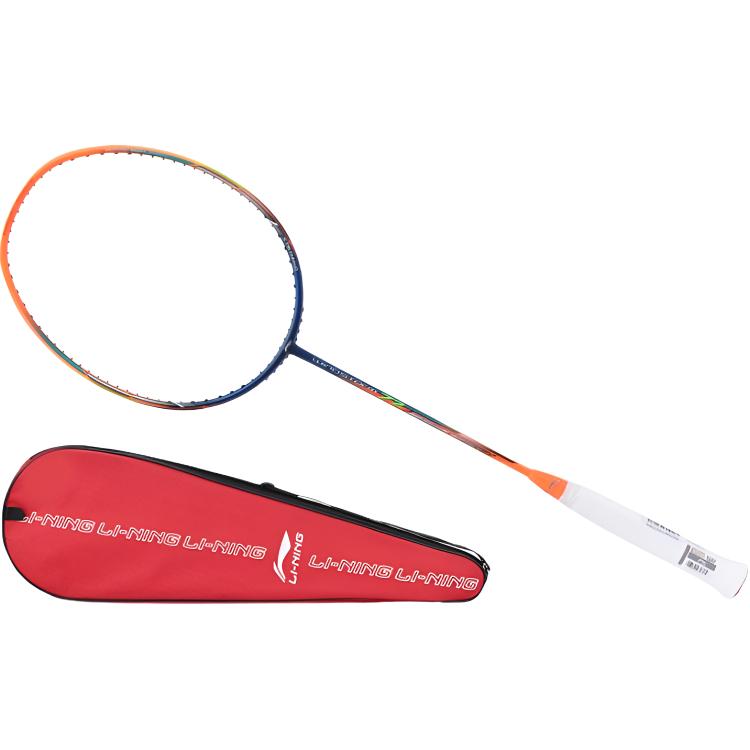 Li Ning Storm WS72 Full Carbon Badminton Rackets Advanced Level 675mm Single Racket With Pre Strung String Blue Orange AYPM192-1000