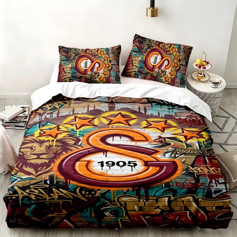 Galatasaray 3pc Set Perfect for Bedroom Use Comfortable Bedding Set Includes a Duvet Cover and Two Pillowcases Ideal Birthday or Christmas Gift