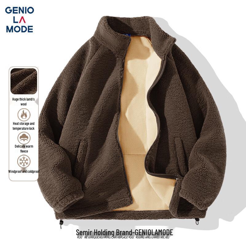 

GENIOLAMODE Men s Winter Sherpa Lined Stand Collar Jacket L