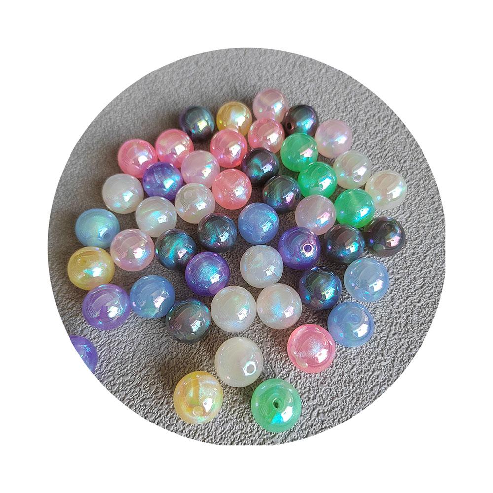 100Pcs 16MM AB Round Pearl-Colored Acrylic Loose Spacer Beads With for Bracelet Necklace Earrings Jewelry Making DIY