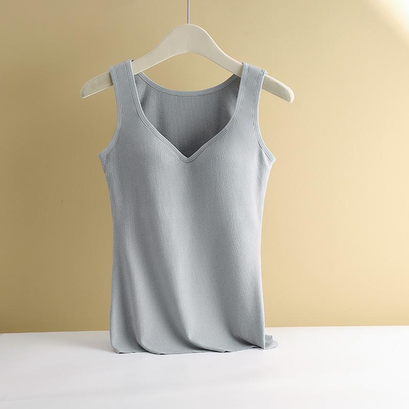 Damen Samt Warme Weste mit Verdickten Brustpolstern, BH-Frei, Herbst/Winter Unterwäsche.