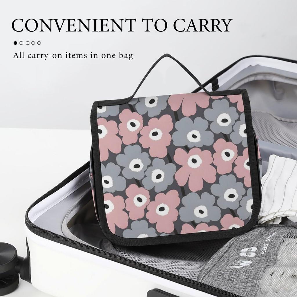 Floral Toiletry Pouch with Hanging Hook for Toiletries and Travel Small Item Perfect for Business and Outdoor Cute and Stylish Character Design
