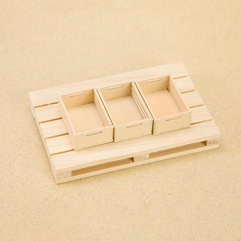 1/12 Dollhouse Mininature Wooden Tray Rectangular Pallet Showcase Mini Furniture Model DIY DollHouse Decoration Plaything Photo Scene Props