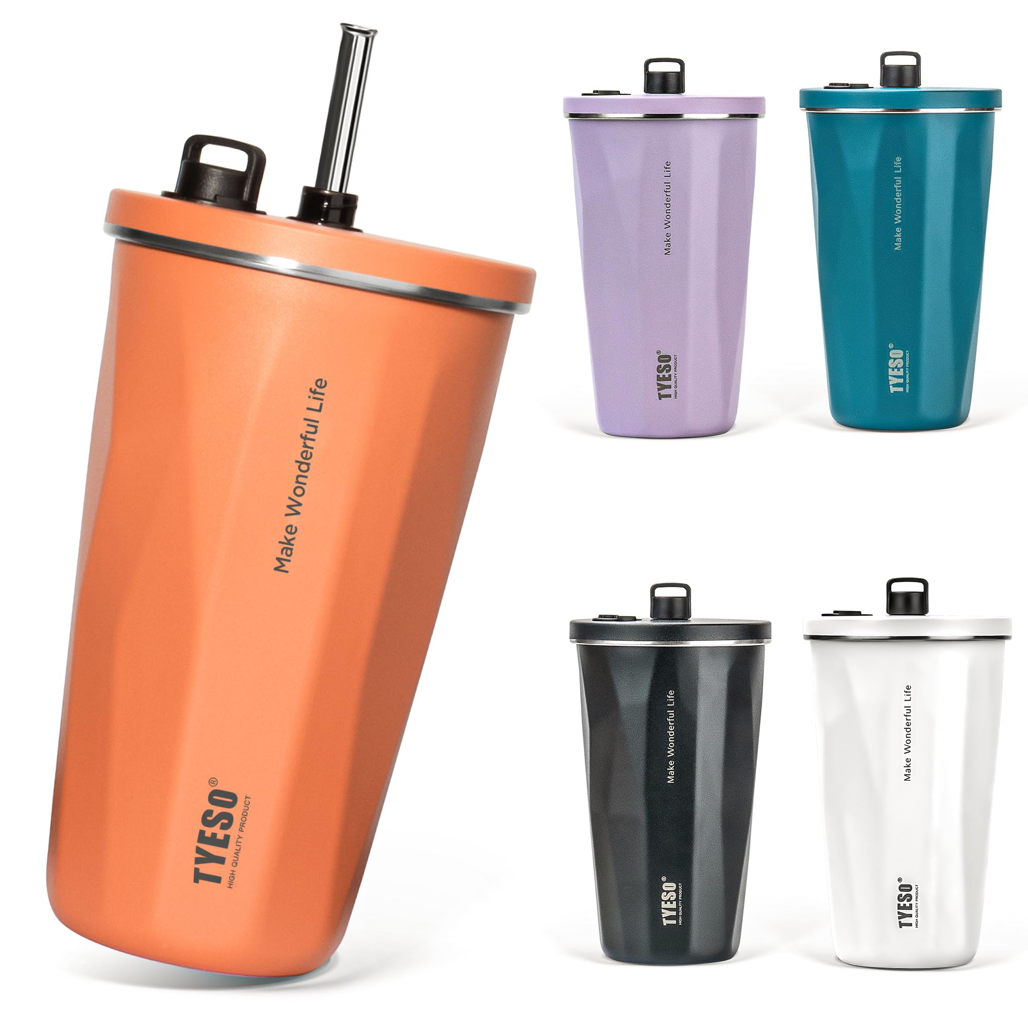 

Стакан TYESO из нержавеющей стали с широким вакуумным горлом для дома, сохраняет горячим или холодным, большой, для девочек и мальчиков, с трубочкой, стальной, с широким горлом, с термоизоляцией, для офиса, для улицы, многоцветный, оранжевый