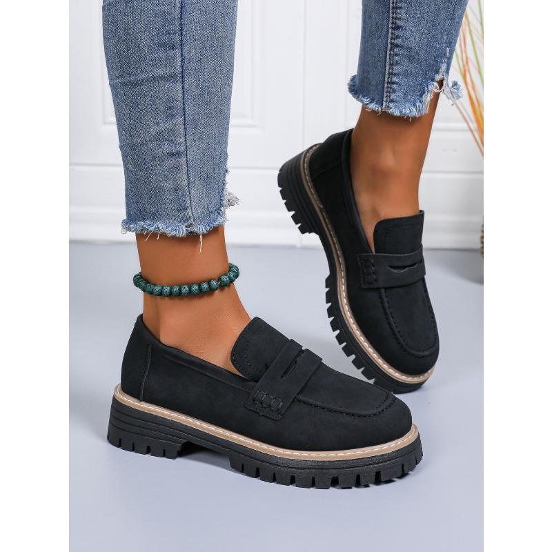Low-top Single Shoe Women's 2025 Autumn New Muffin Thick-heeled British Loafers