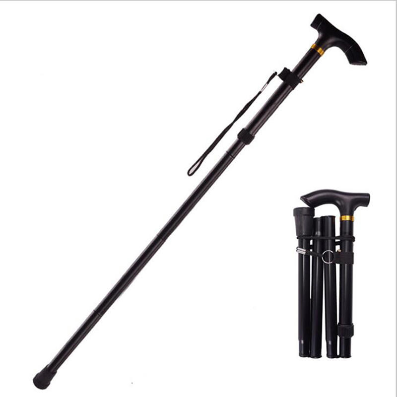 Adjustable Aluminum Alloy Folding Walking Stick Telescopic Hiking Trekking Pole Cane Crutch For Elderly