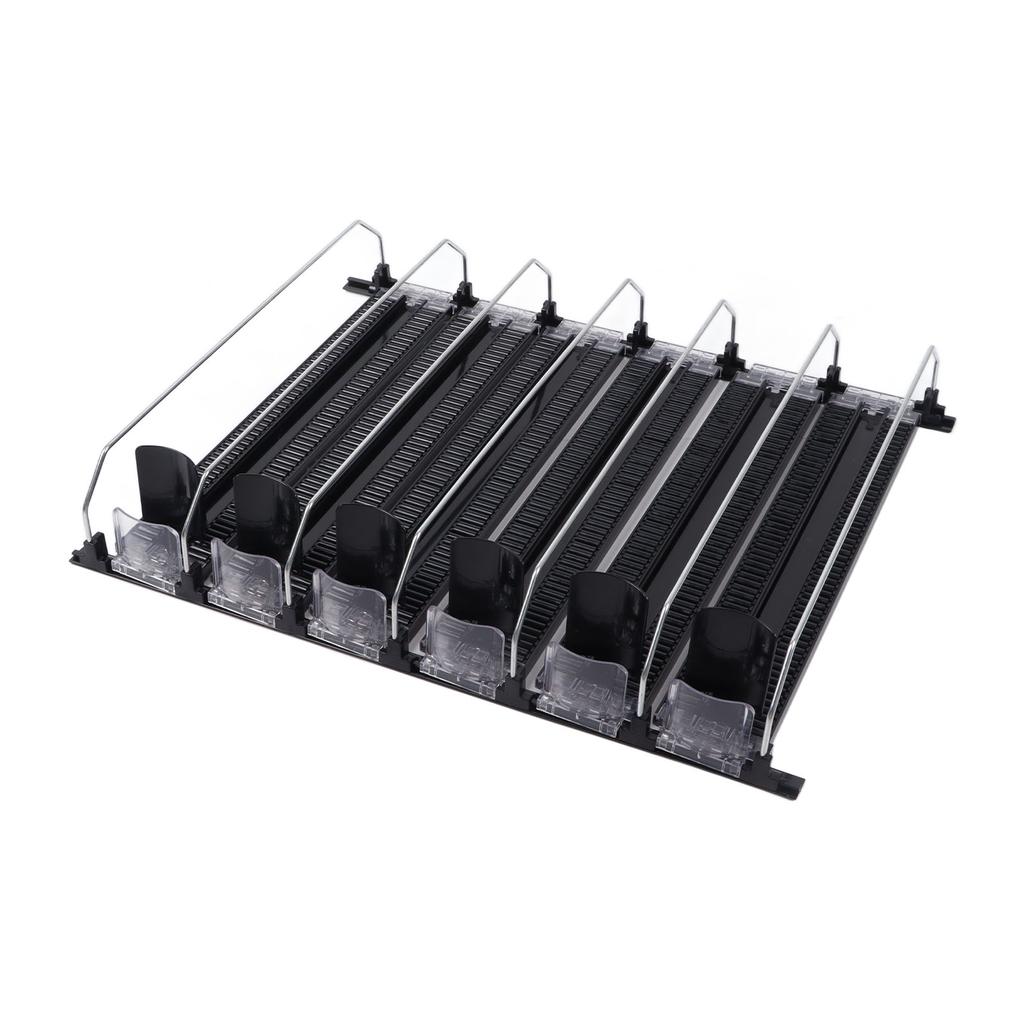 Self Pushing Drink Holder 6 Rows Adjustable Width Spring Loaded Easy Slide Large Capacity 15in Fridge Drink Dispenser