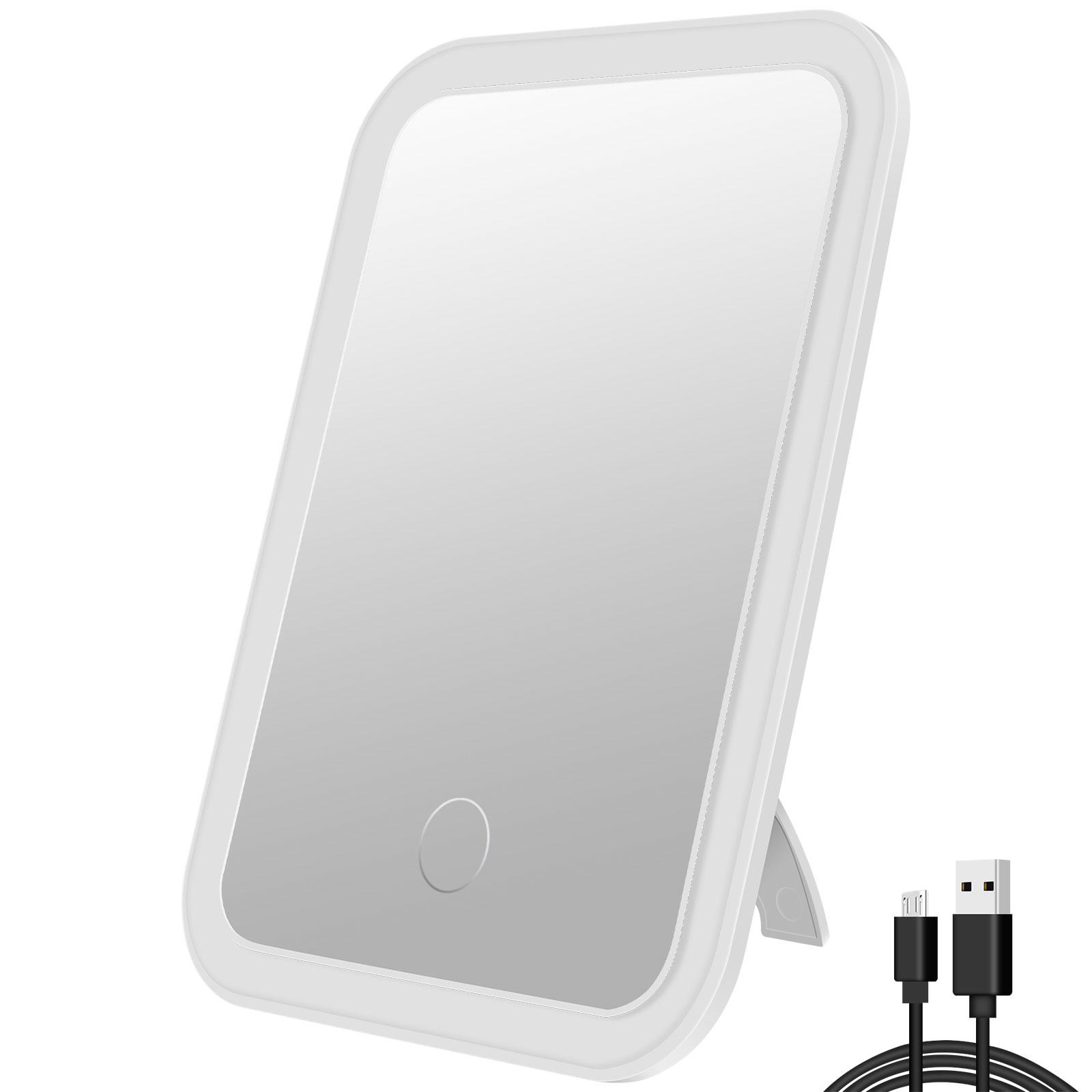 

Светодиодное зеркало для макияжа с подсветкой, косметическое зеркало с подставкой, регулируемая подсветка, линза для дома, спальни, стола, путешествий, портативное зеркало для туалетного столика