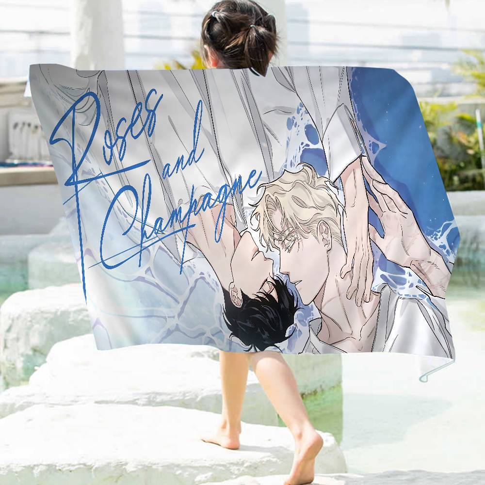 Roses And Champagne Anime Big Microfiber Beach Towels Quick Dry Towel Sand Beach Towels Pool Towel For Travel Swim Pool Yoga