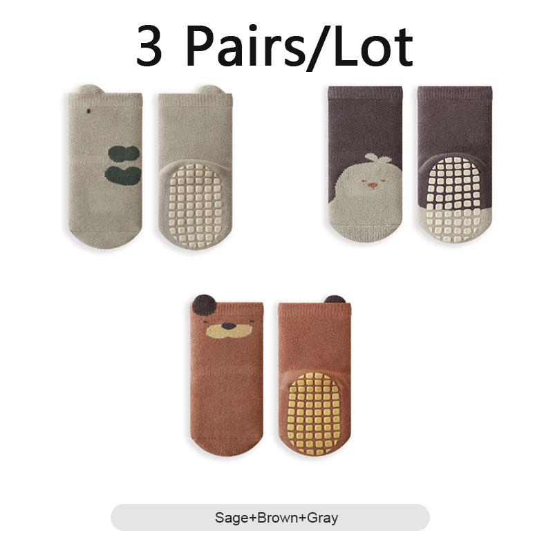3 Pairs/Lot Baby Floor Socks Winter Thick Warm Kids Tube Sock Indoor Non-Slip Glue Toddler Socks For Boys And Girls