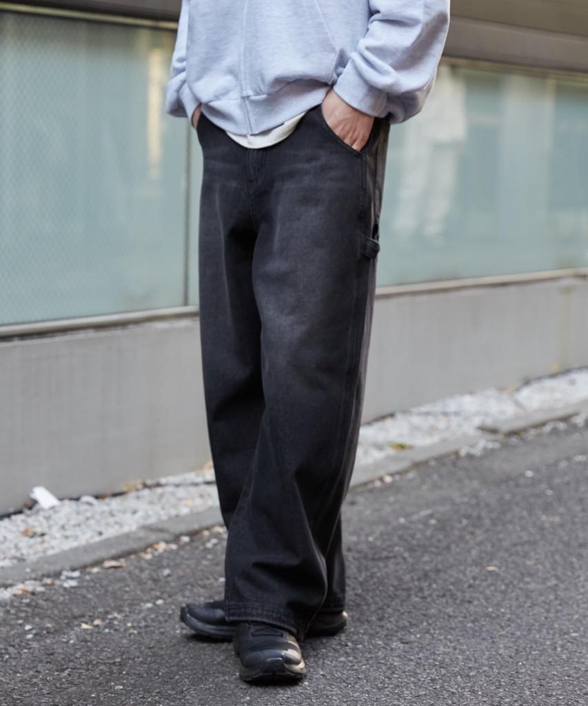 WEGO Easy Painter Denim Denim Size Denim Black Sonata Men's Pants, Pants, Wide-leg Pants, Bottoms, Jeans, Streetwear, Casual, Gift, Spring, Summer,