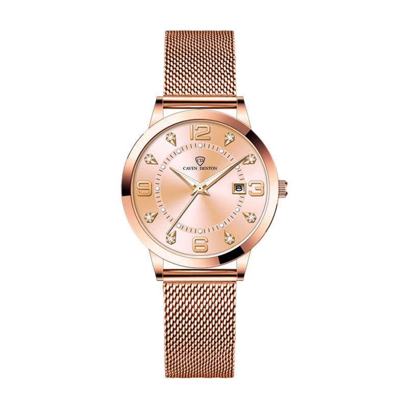 Women's Luminous Waterproof Korean-Style Fashion Watch with Mesh Strap and Date Display