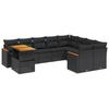 VidaXL Garden Lounge Set with Cushions 10 Pcs, Patio Sofas, Patio Furniture Set, Outdoor Furniture, Black 3273239