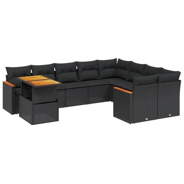 VidaXL Garden Lounge Set with Cushions 10 Pcs, Patio Sofas, Patio Furniture Set, Outdoor Furniture, Black 3273239
