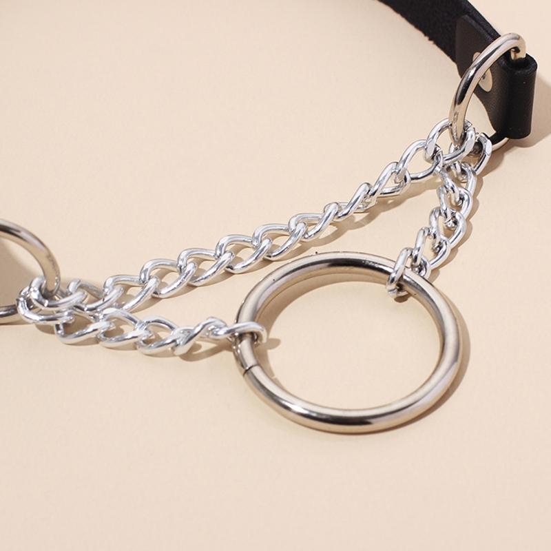 Punk Choker Collar Necklace Pu Leather Goth Rivets Choker Necklace Pendientes Party Club Sexy Gothic Femme Jewelry