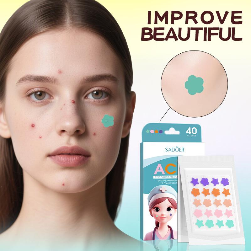 

SStar-shaped acne patches soothe acne and repair it day and night. 40PCS