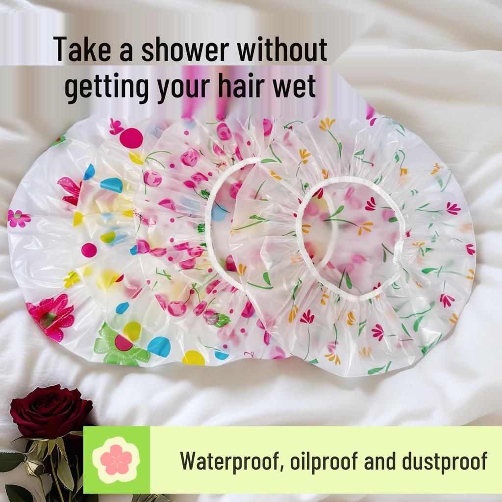 Adult Waterproof PEVA Thickened Shower Cap - Cute and Fashionable Design, High-Grade Printed.