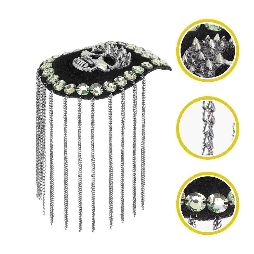 Skull Brooch Shoulder Board Cool Jacket Vintage Brooch Tassel Chain Epaulette  Knight's uniform